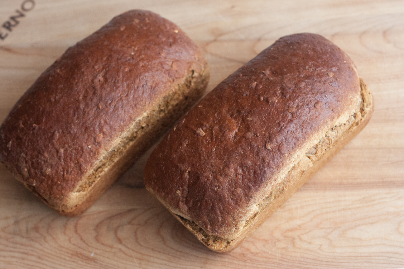 two loaves of oatmeal brown bread