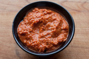 roasted red pepper pesto in a bowl