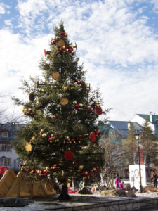 large Christmas tree with decorations