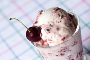 honey-vanilla ice cream with cherry-galliano swirl