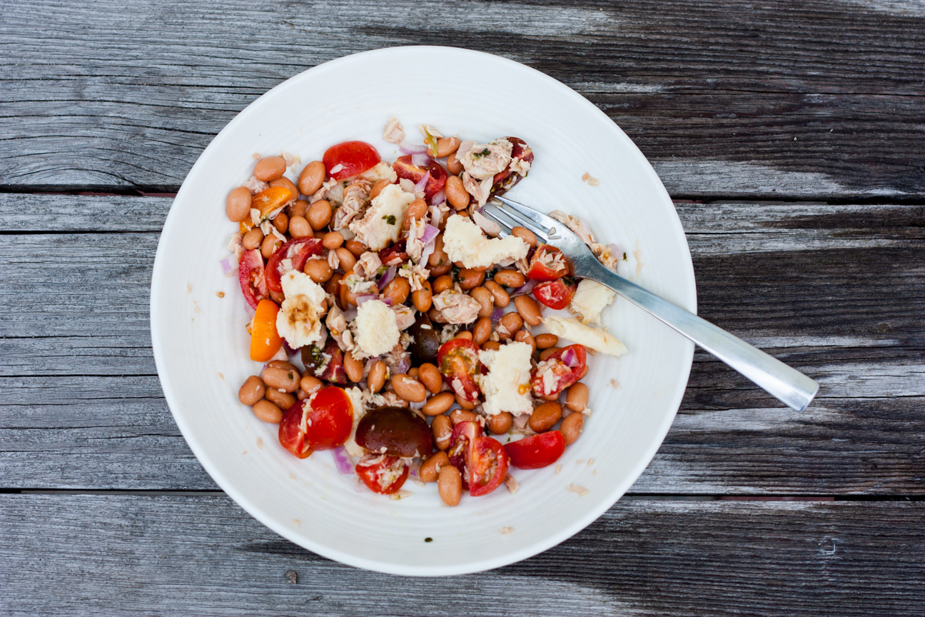 tuscan bean salad in a bowl