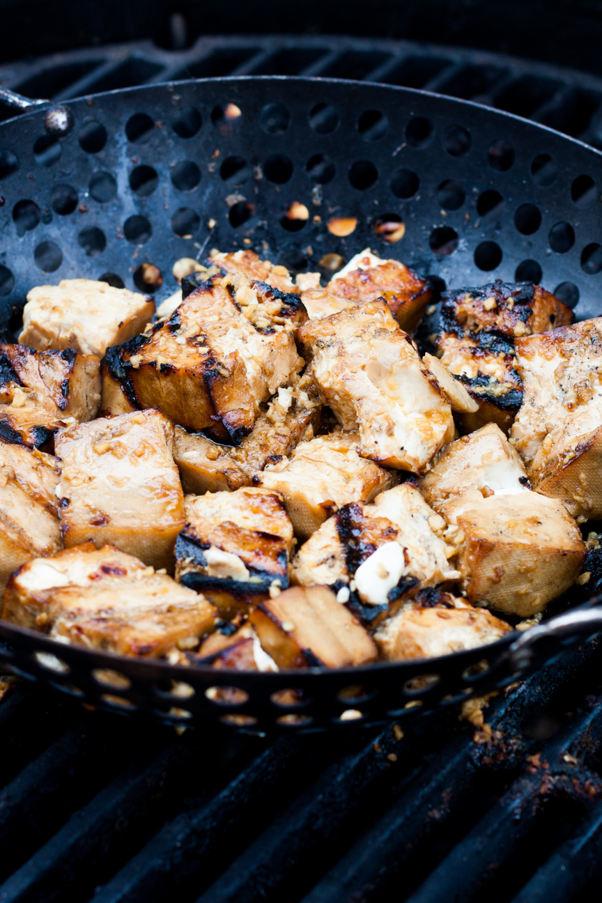 grilled tofu with orange soy honey marinade