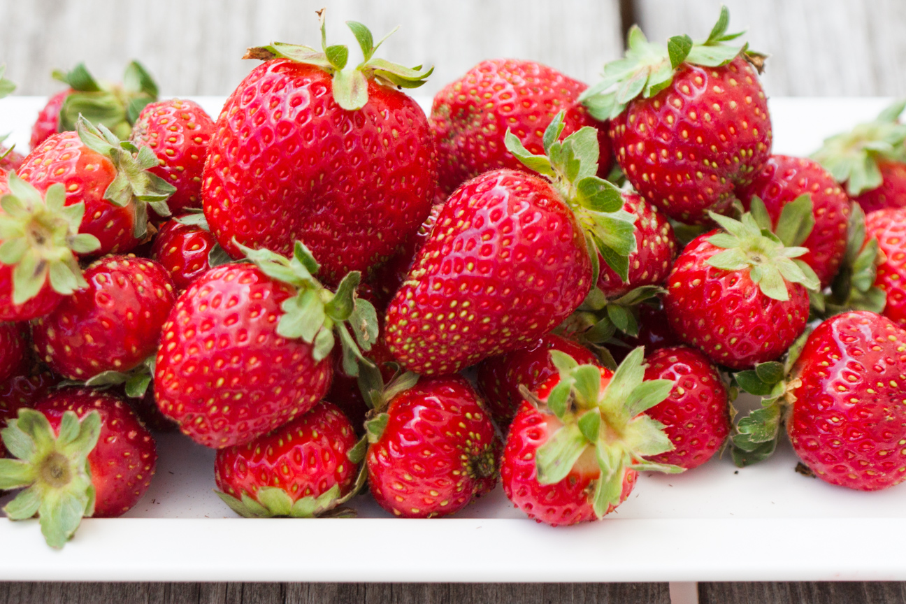 strawberries for strawberry lime elderflower granita