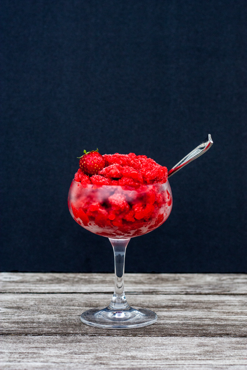 strawberry lime elderflower granita