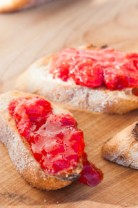 strawberry freezer jam on toast