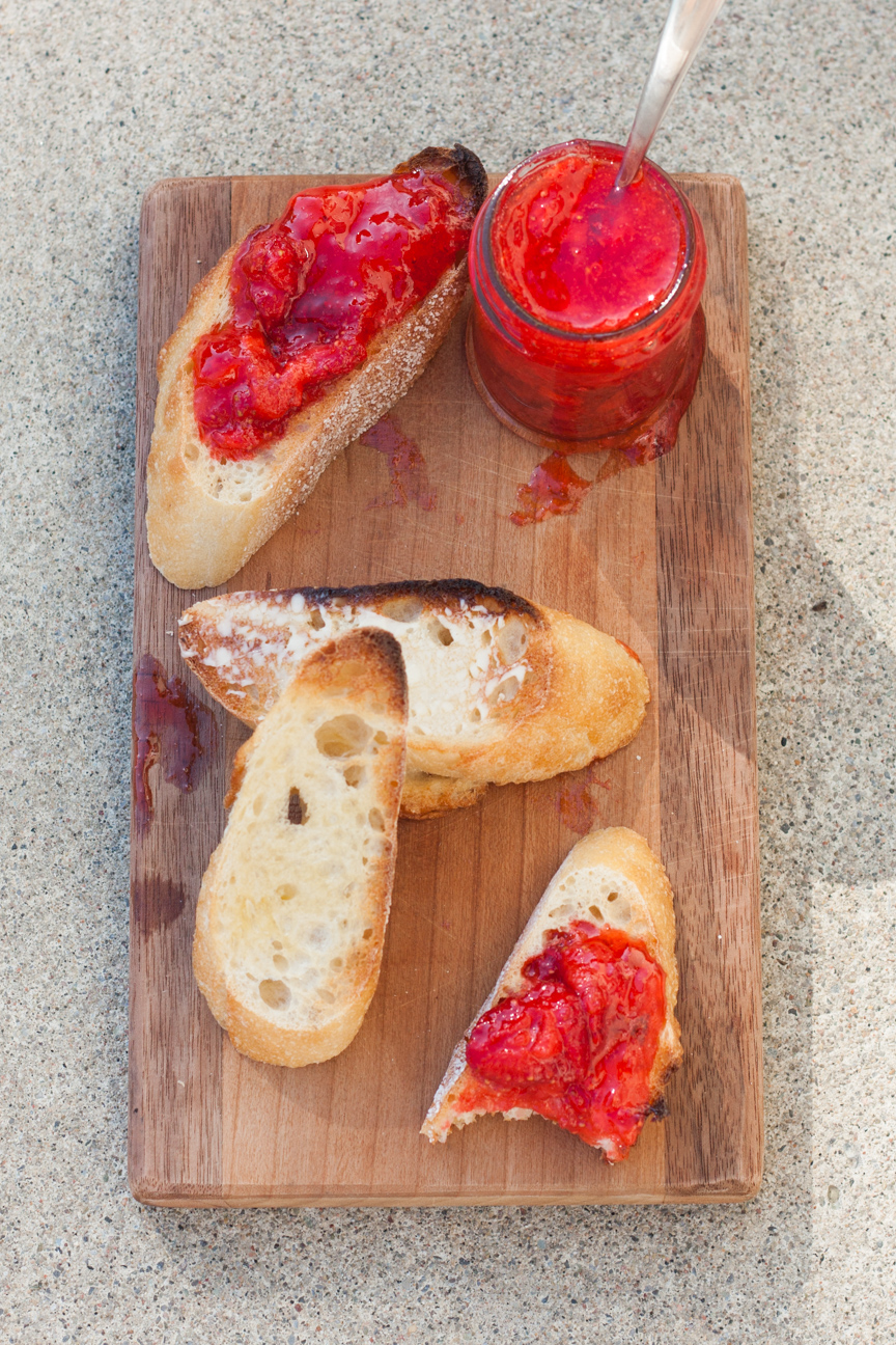 strawberry freezer jam on toast