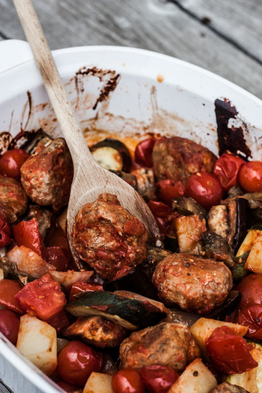 turkey meatballs with roasted vegetables