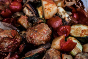 turkey meatballs with roasted vegetables