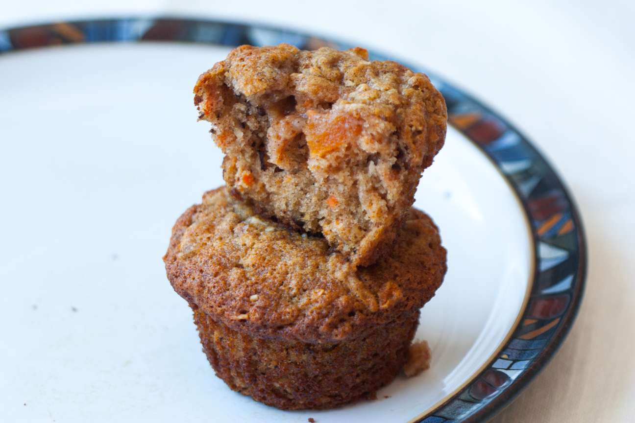 carrot, apricot, walnut muffins