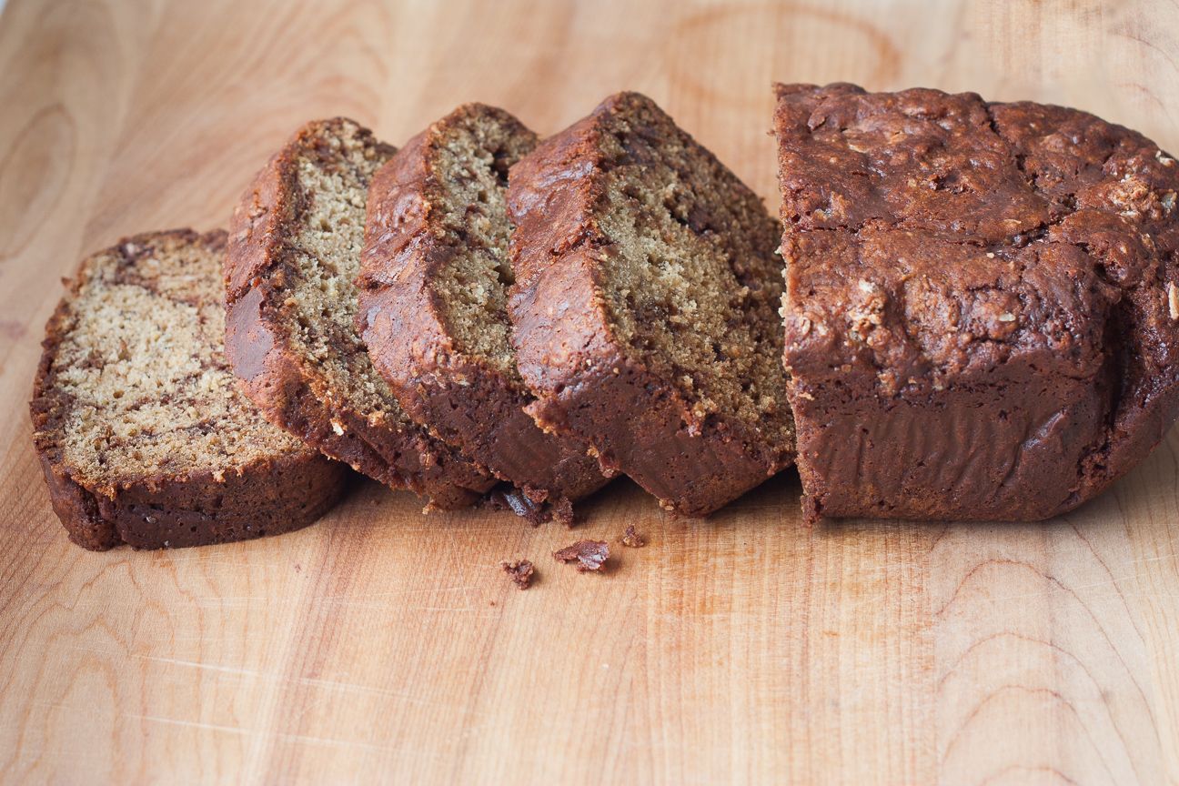 slices of nutella swirl banana bread