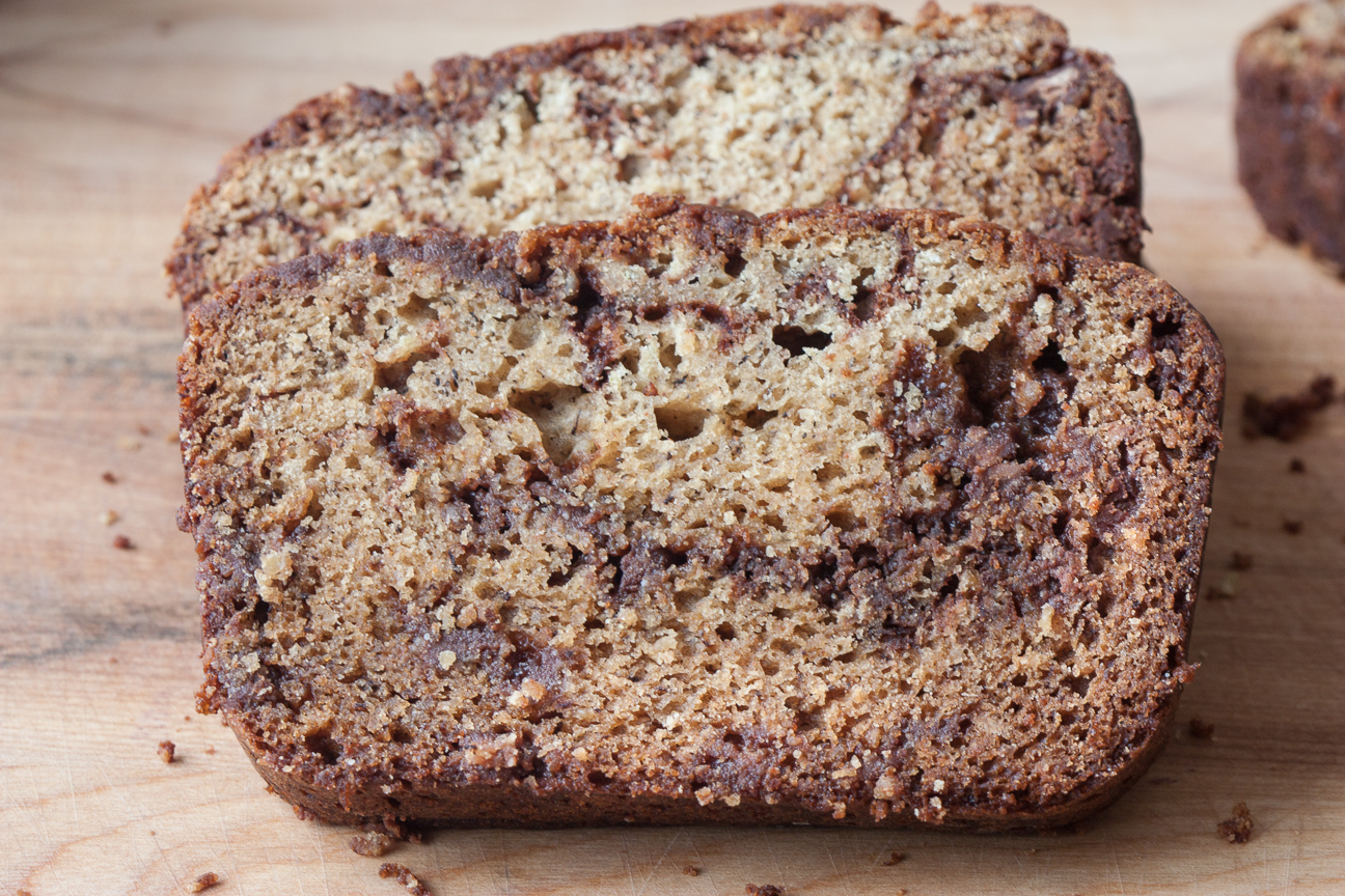 slices of nutella swirl banana bread