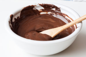 bowl of melted chocolate for Nutty Chocolate Hazelnut Spread