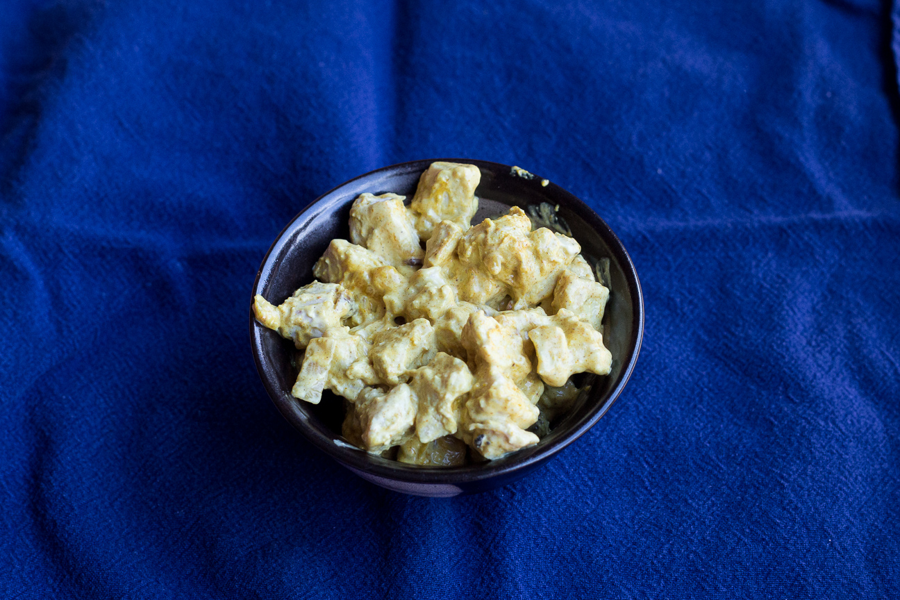 coronation chicken salad in a bowl