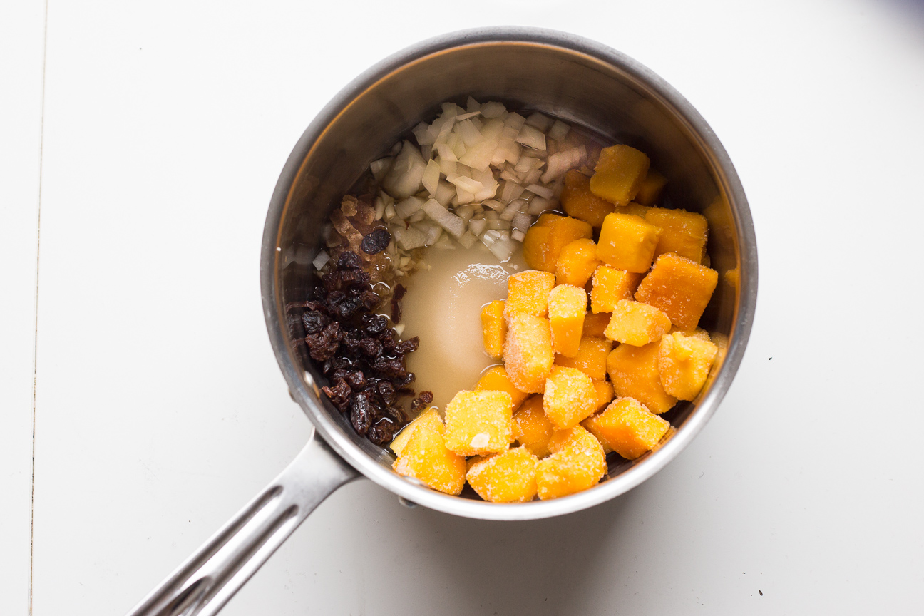 mango chutney ingredients in a pot