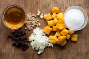 mango chutney ingredients on cutting board