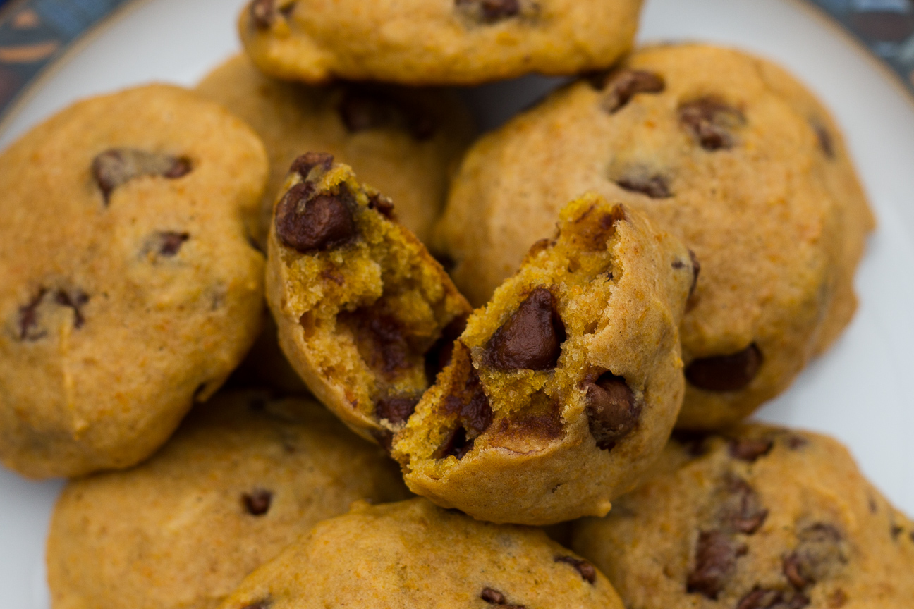 close-up of chocolate chip cookies