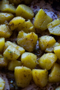 lemon potatoes baked in a pan