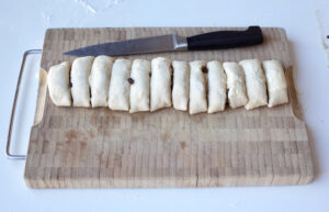 danish pastry dough rolled and sliced