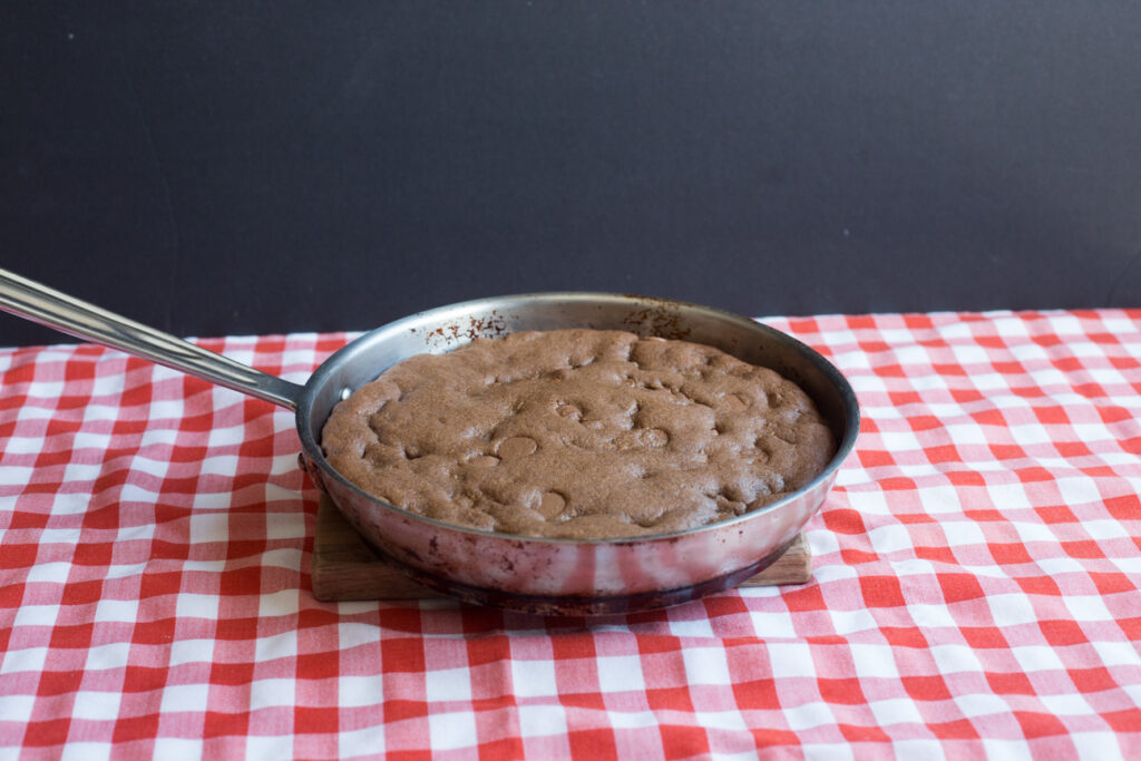 baked cookie in skillet