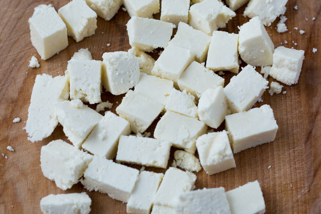 cubed paneer cheese