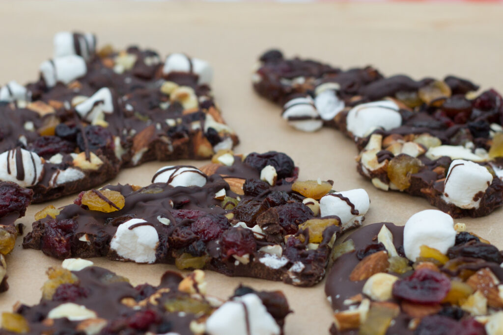 chocolate with dried fruit and nuts