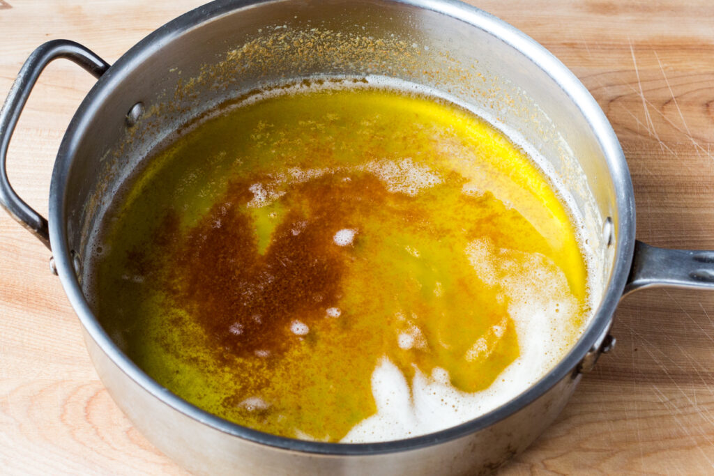 browned butter in a skillet