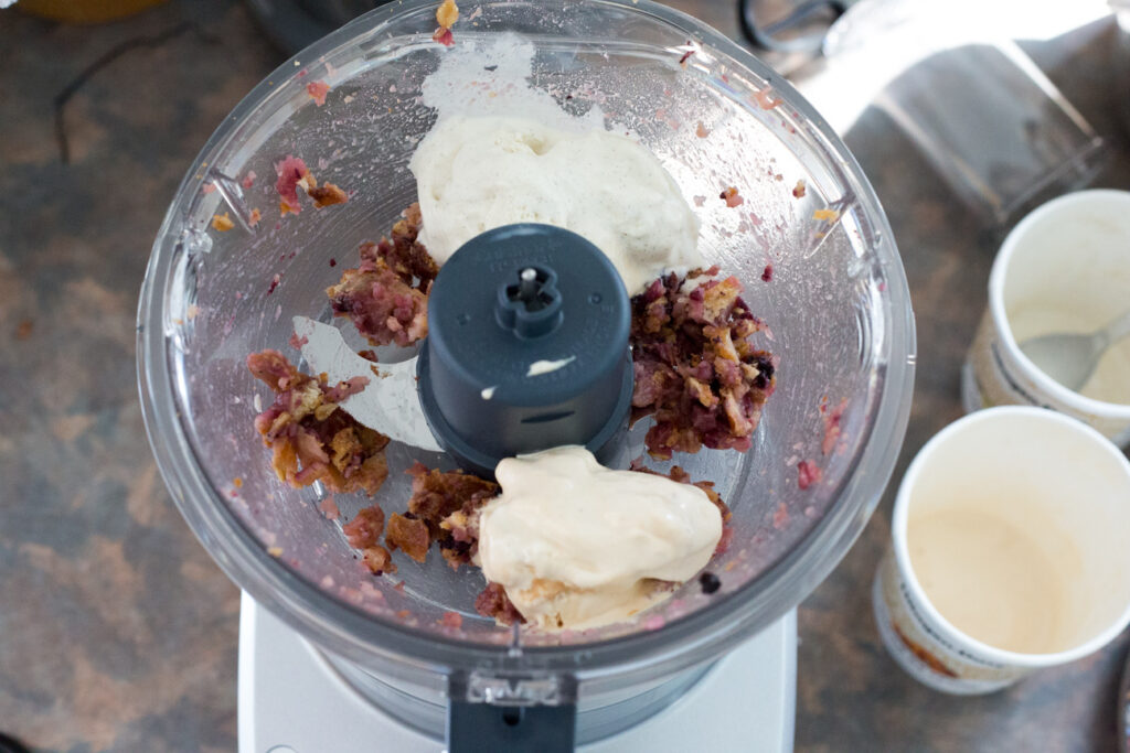 pie and ice cream in a food processor