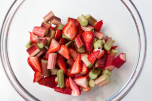 bowl of strawberries and rhubarb