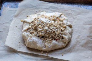 galette with crumble ready to go in the oven