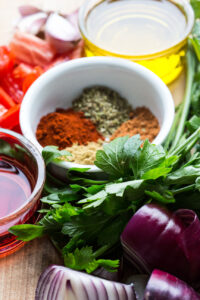 fresh vegetables and spices